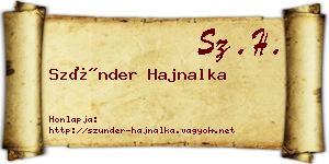 Szünder Hajnalka névjegykártya